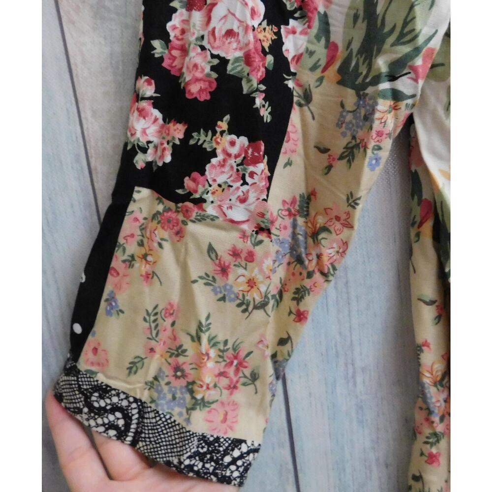 Woman Jacket Blazer 16 Patchwork Multi Color Flor… - image 4